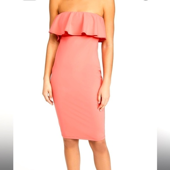 Susana Monaco Strapless Ruffle Midi Dress Size XL - Picture 1 of 7